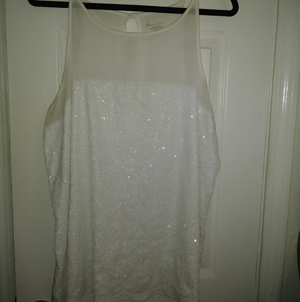Lane Bryant Cream Tank with Sequins